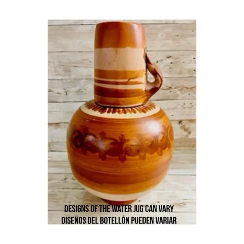 Cantaro de Agua Con Vaso de Barro Clay Water Jug Terracotta