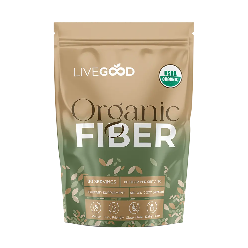 LiveGood Natural Organic Gluten-Free High-Fibre 200g Powder - Edible Dietary Supplement for Debloat Detox, Digestive Wellness Support, Dairy-Free Energy Boost