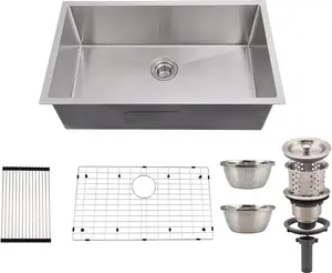【GARVEE】Kitchen Sink - 30-Inch Single Bowl Stainless Steel Undermount Sink, 16 Gauge Commercial Grade with Easy Drain System & Brushed Nickel Finish