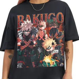 Limited Katsuki Bakugo Y2K Anime T-Shirt, Vintage Manga Graphic Tee, Retro MHA Streetwear, Anime Fan Shirt, Unisex