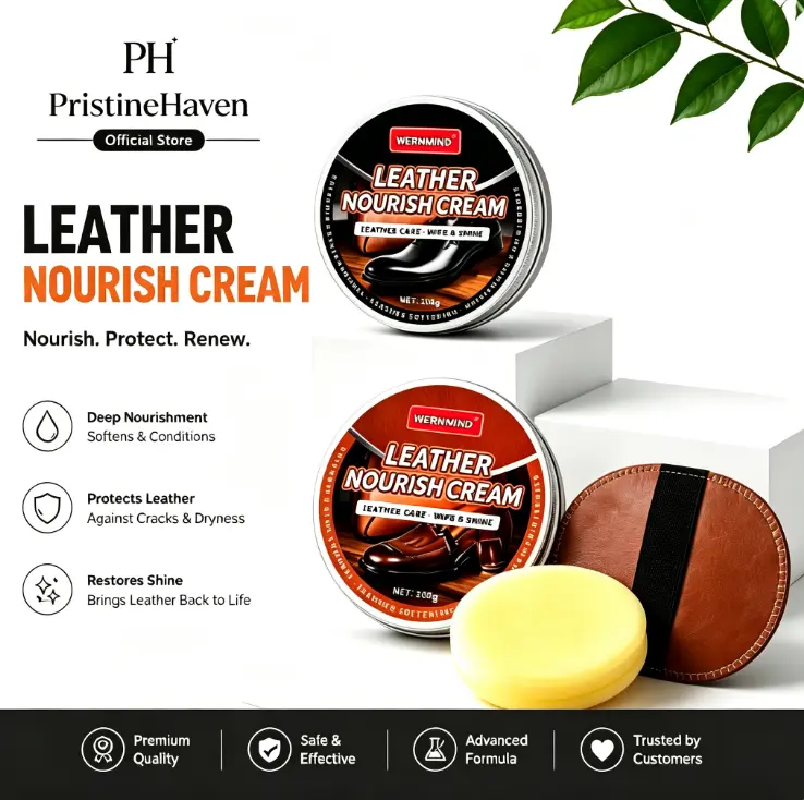 100g All-Purpose Household Leather Upholstery Cleaner Kit - Nourish Cream, Deep Conditioning Balm for Shoes & Jackets, Protects, Buffs, Softens, Moisturizes for Fast Shine
