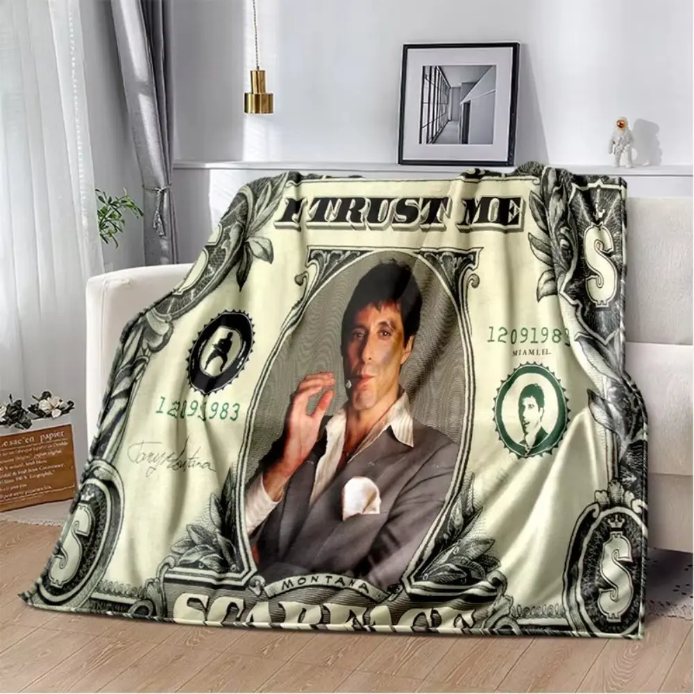 Movie Scarface Tony Throw Blanket, Contemporary Soft Blanket for Living Room Sofa, Black Crime Poster Bed Throw, Plush Couch Decor, Dorm Accent Blanket, Family Friends Gift for Movie Night, Man Cave Wall Decor Art