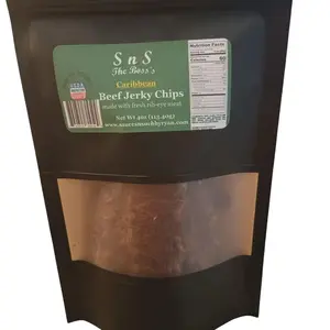 Caribbean   Beef Jerky Chips. Enjoy the Wonderful Island Taste With our Caribbean beef jerky Snack and other fresh ingredients. Beef Snack. Garlic Dried Perfume