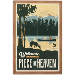 Open Road Brands Welcome to Our Piece of Heaven Wall Decor - Large Lake House Wall Art for Living Room, Kitchen or Entryway Open Road Brands