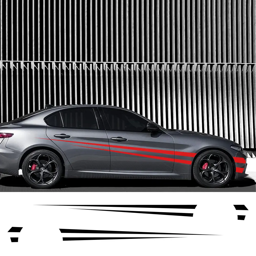 2pcs Car Sticker Long Side Stripe Decals Auto Vinyl Wrap DIY Decoration Sticker Car Racing Sports Styling Tuning Accessories