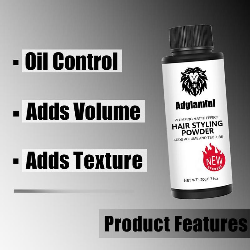 Adglamful Hair Styling Powder – Volumizing Root Booster, Hair Texture Powder & Texturizing Powder for Men & Women, Matte Finish, Oil Control, Lightweight, No Residue, Travel-Friendly Haircare,20g