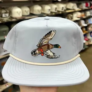 Greenhead Embroidered Low Profile Rope Hat with Duck Design and Cream Band