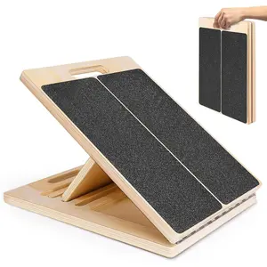 Portable Wooden Slant Board for Calf Stretching Squats Calf Stretcher Pilates Physical Therapy Equipment Adjustable Incline Board for Knees Ankle Heel Feet LegVelvet Bloom15