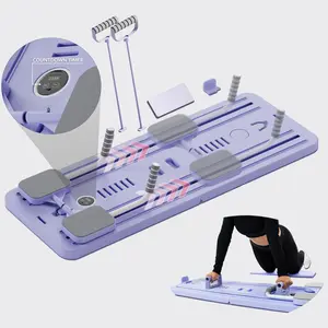 Multi-functional Abdominal Board 8-in-1 Exercise Board, Home Pilates Reformer with Smart Timer,Step Arm and Leg Trainer, Folding Storage Gym