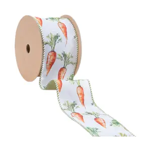 2 1/2" Wired Dupioni Ribbon | Carrots w/ Green Silk Backing | 10 Yard Roll Spring decor Easter Day decor Door decor wrapping gifts