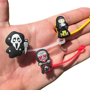 3-Pack Halloween Silicone Straw Toppers for Spooky Decoration and Party Supplies Easy Festive