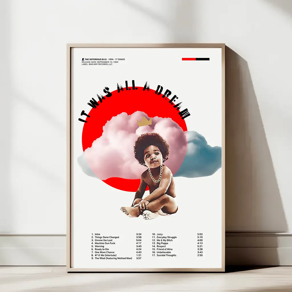 It Was All A Dream Art Print Notorious B I G Inspired Minimal Poster Hip Hop Wall Art 11x17 12x18 16x24 20x30 24x36 Music Decor