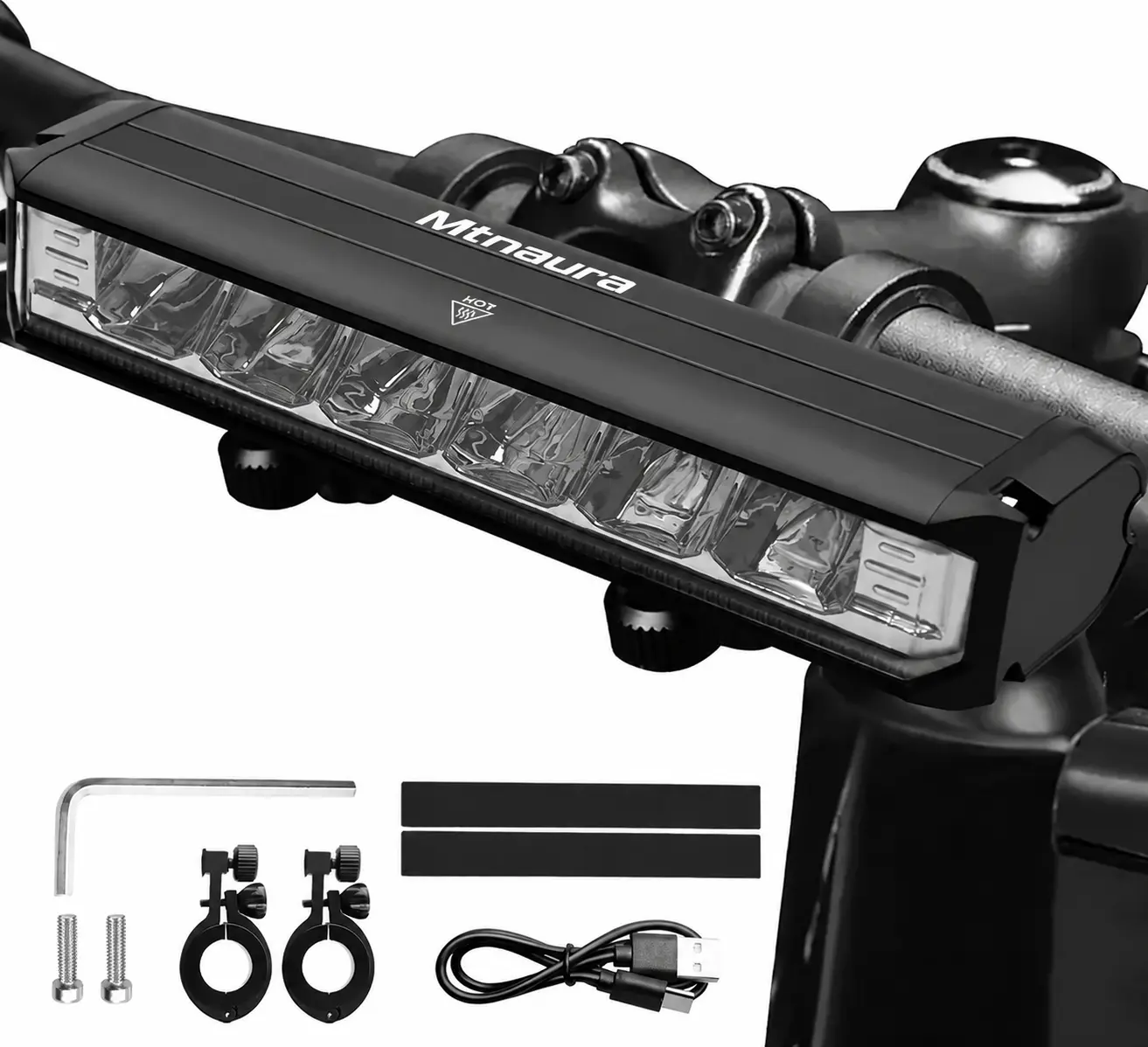 Mtnaura Super Bright 1800 Lumens LED Bike Headlight - USB Rechargeable Waterproof Bicycle Front Light for MTB E-Bike Commuting