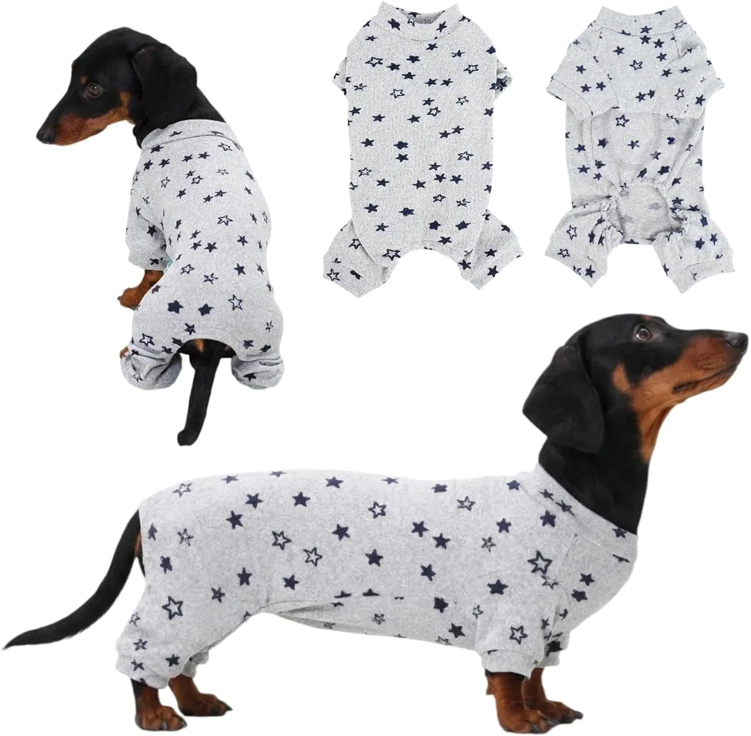 Truly Superior Upgrade Fabric Dachshund Pajamas for Dogs, Durable & Long-Lasting Dog Pajama Dachshund Clothes, Machine Washable Costumes for Weiner, Dog Pjs & Recovery Suit for Male Female Weenie, M