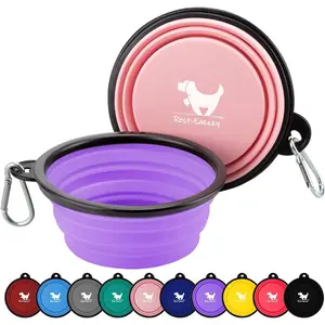 Collapsible Dog Bowls for Travel, 2-Pack Dog Portable Water Bowl for Dogs Cats Pet Foldable Feeding Watering Dish for Traveling Camping Walking with 2 Carabiners, BPA Free