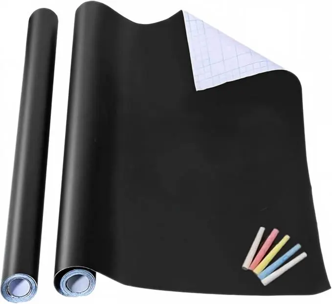 Chalkboard Wall Sticker 2 Rolls 18" x 79" Wallpaper Peel and Stick Chalk Board Contact Paper DIY Decal Adhesive Blackboard Removable Erasable Vinyl for Wall,Bonus 10 Chalks (2 Rolls 1.5ft.x6.6ft.)