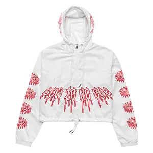 CROWNLESS RED "BOW TO NO ONE" WHITE CROPPED WINDBREAKER