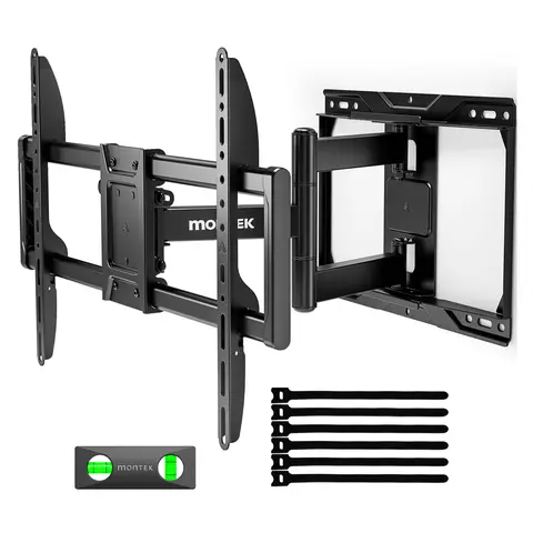 monTEK Adjustable Full Motion TV Wall Mount - Alloy Steel Bracket for 13-120/37-75/37-84 Inch Flat/Curved TVs (Easy Upgrades), 264 lbs Capacity, Swivel-Tilt-Articulating, 2.75" Slim Fit, 16.6" Retract, Quick Install, Monitor-Compatible, techvibes