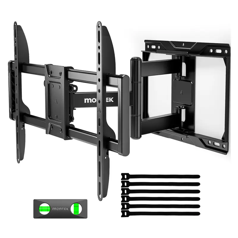 monTEK Adjustable Full Motion TV Wall Mount - Alloy Steel Bracket for 13-120/37-75/37-84 Inch Flat/Curved TVs (Easy Upgrades), 264 lbs Capacity, Swivel-Tilt-Articulating, 2.75" Slim Fit, 16.6" Retract, Quick Install, Monitor-Compatible, techvibes