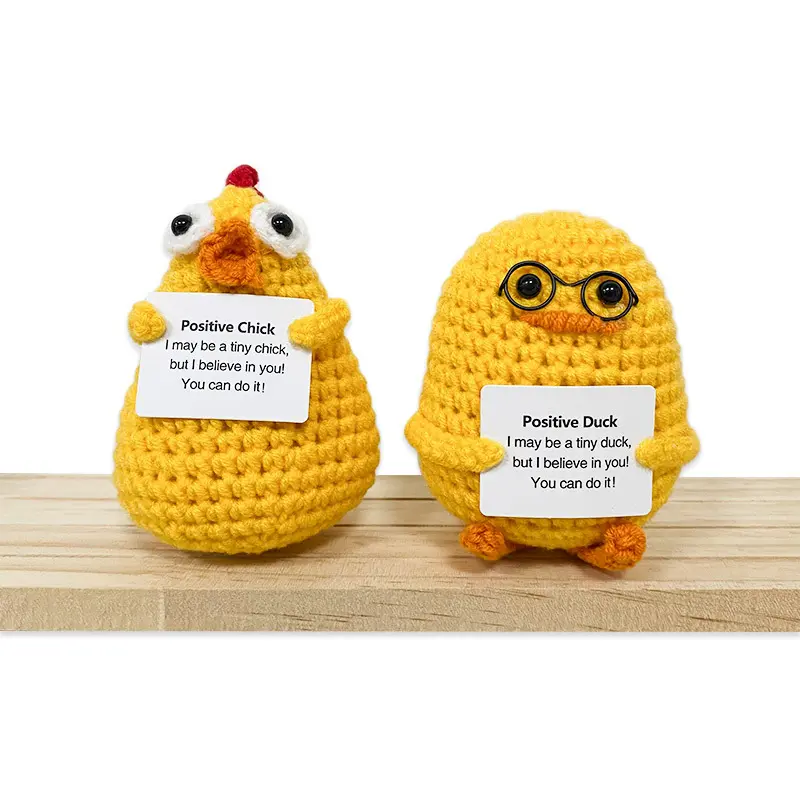 [Emotional Support Crochet Dolls]Positive Potato Crochet Doll,Emotional Support Crochet Gift, Encouragement Support Vegetables and Fruits Knitted Dolls with Positive Card