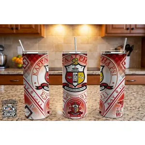20oz Skinny Tumbler – Kappa Alpha Psi Inspired Red & Cream Design – Stainless
