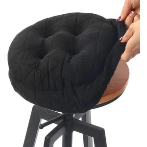 Round Bar Stool Seat Cushion, Dia.12 Luxury Fashion Jacquard with Anti-Skid Silicone Padded Bar Stool Cushion (Black, S, 1 Count)