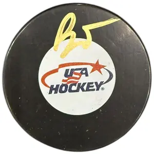 Brady Tkachuk Autographed Team USA Hockey Logo Puck - JSA