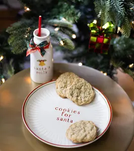 Santa's Milk Jug Holiday And Christmas Cookie Set - Milk and Cookies for Santa Plate Set