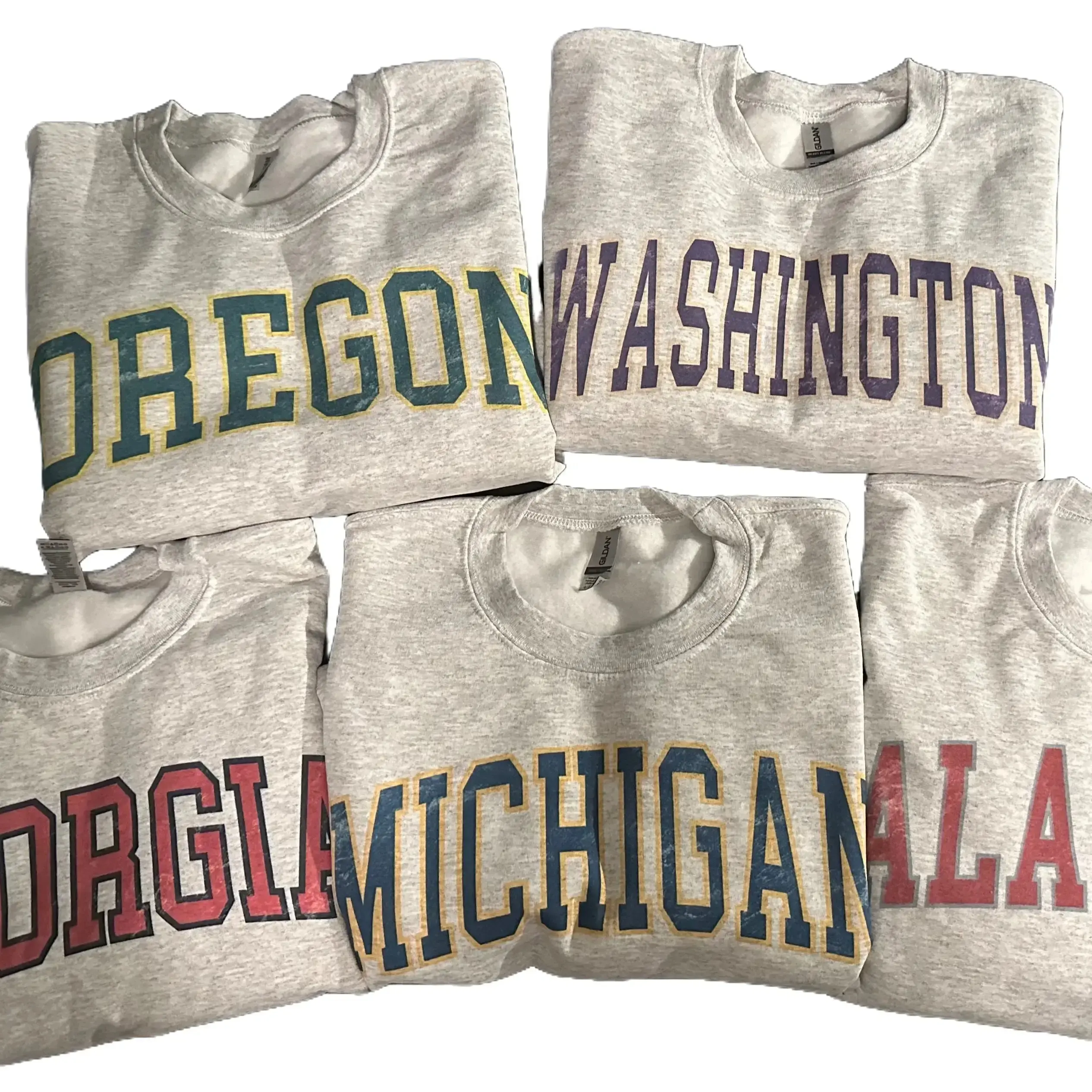 Retro College Varsity Sweatshirt State College Varsity Name Pullover ASH GREY COLOR Shirt Varsity Unisex Sweatshirt Casual Comfortable Fall Varsity Pullover Women's Fashion Menswear