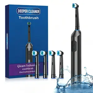 Rotary Electric Toothbrush with 5 Modes & 4 Replaceable Heads, Deep Cleaning Oral Care, Perfect Holiday Gift, Dental Hygiene Tool, FDA Listed, Deep Cleaning Action