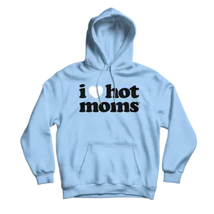 I Heart Hot Moms Light Blue Hoodie