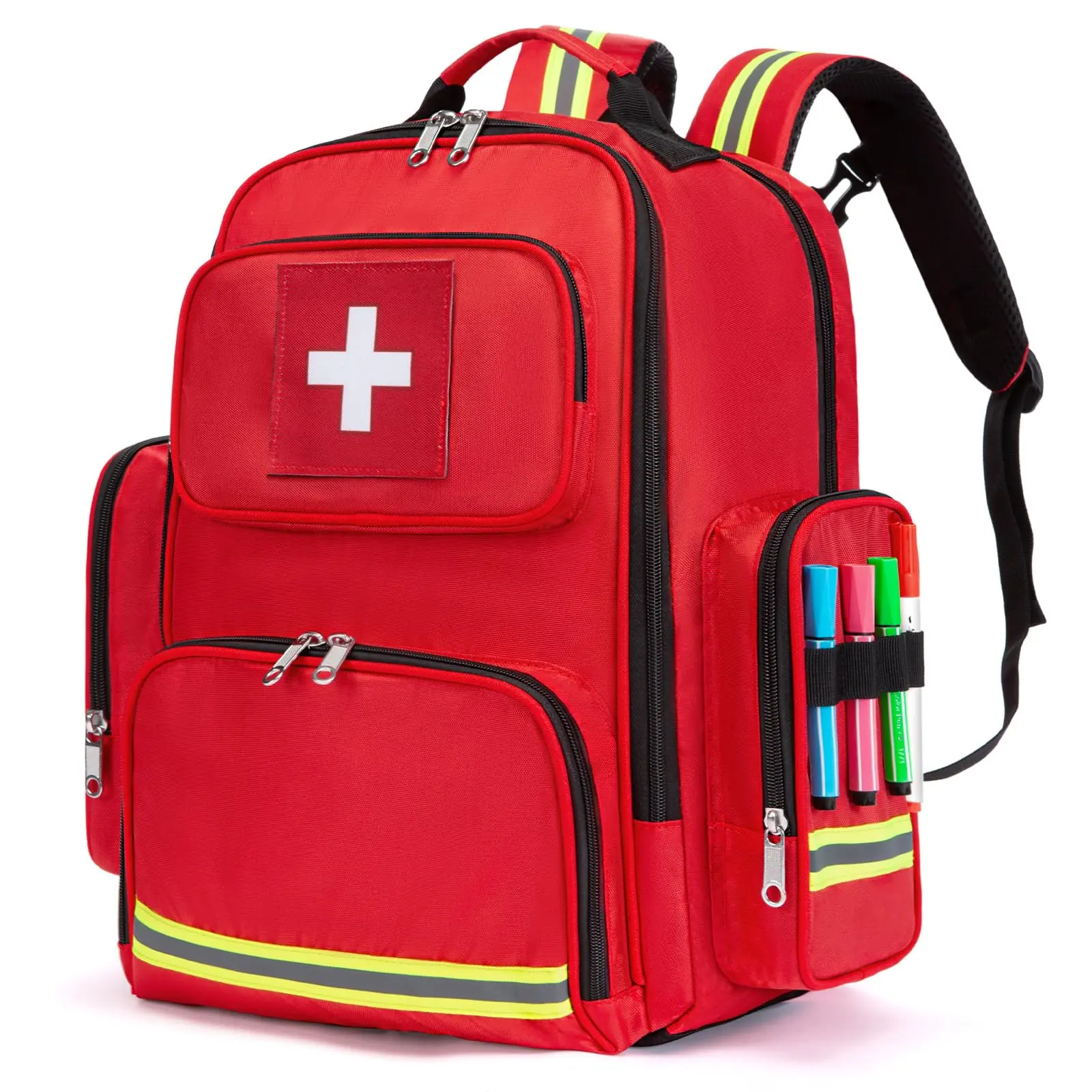 Professional EMT Medical Backpack for Hikers, Empty Heavy-Duty Weatherproof Bag with Reflective Strips for Emergency Survival Kit Supplies, Safety Emergency Kit, Emts, Adults, Field Tested, Heavy-Duty Fabric, Hiking, High-Capacity, Indestructible Build, L