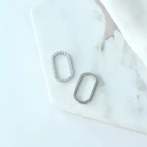 Oval Pave Charm Set - White CZ