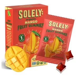 SOLELY - Organic Mango Whole Fruit Gummies (Pack of 1 Box, 5 Bags per Box) - Real Fresh Fruit - Healthy Snacks for Adults & Kids - Non GMO, Vegan Snacks, Shelf Stable - 5 Bags (3.5 oz)