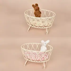 Small cradle 12-point rocking bed OB11 cotton doll mini furniture children's pretend play toy photography prop