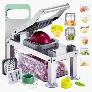 VEVOR Vegetable Chopper Mandoline Slicer, All-in-1 Food Veggie Cutter with 9 Stainless Steel Blades, Cheese Grater Onion Potato Dicer with Container, Salad Spiralizer Kitchen GadgetsEssentials
