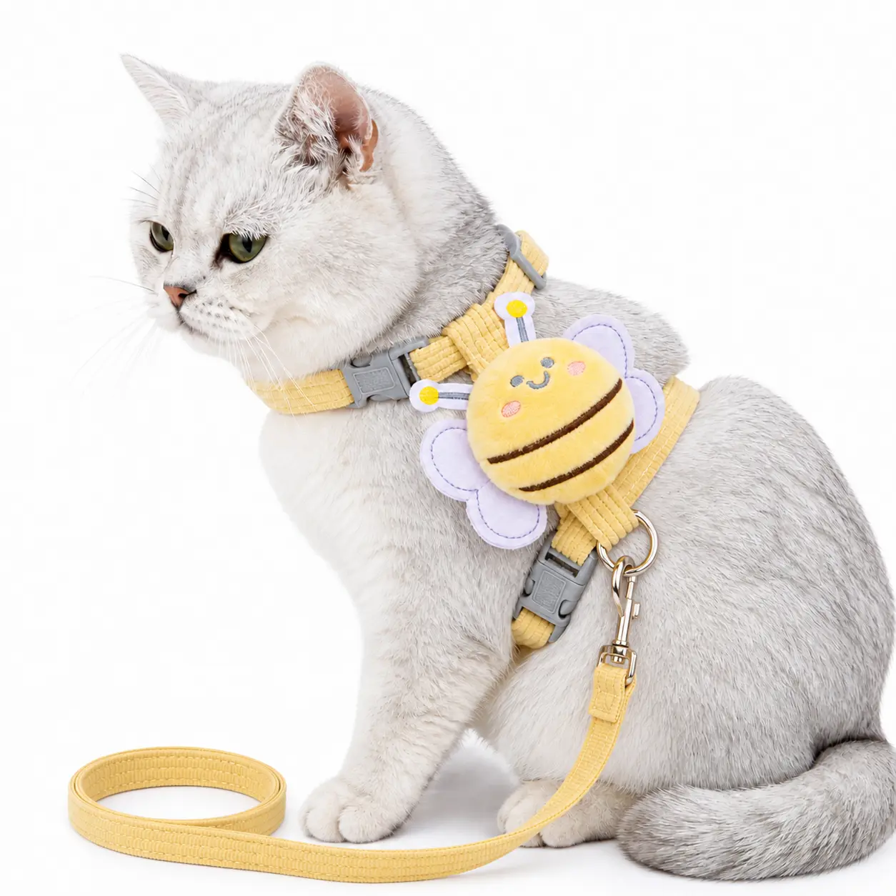 iHubei Cute Cat Bee Costume Adjustable Safety Walking Harness & Leash Set - Anti-Escape, Soft Fabric, Lightweight, Sturdy Lock, Stress-Free for Small/Medium Cats