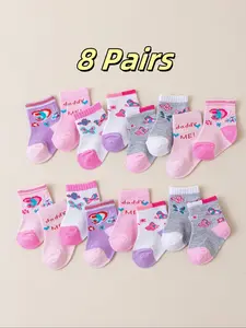 8 Pairs Baby Unisex Socks for Boys and Girls, Casual Sports Sock for All Seasons, Fitted Comfortable Toddler Socks