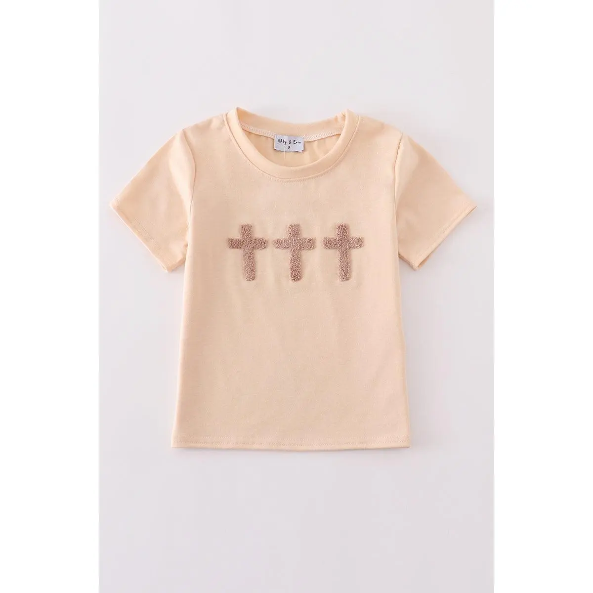 Cream cross french knot top