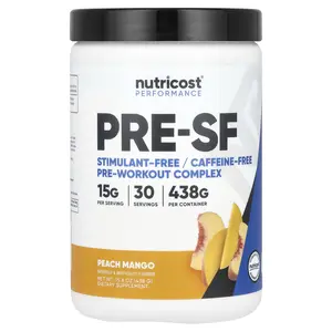 Nutricost Performance, Pre-SF, Stimulant-Free Pre-Workout Complex, Peach Mango, 15.6 oz (438 g)
