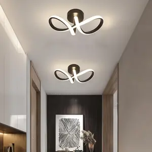 LED Nordic Style Creative Solid Color Ceiling Light, Four Leaf Flower Design Semi-Inset Ceiling Lamp, Adjustable Three-Light Colors, Decorative Lighting