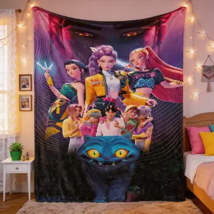 K-Pop Fans! Get Your 'kpop Hunters' Blanket, Soft Idol Character Design, Perfect for Music, Decoration & Gifts,Suitable for both children and adults It is an excellent gift for children, family and friends