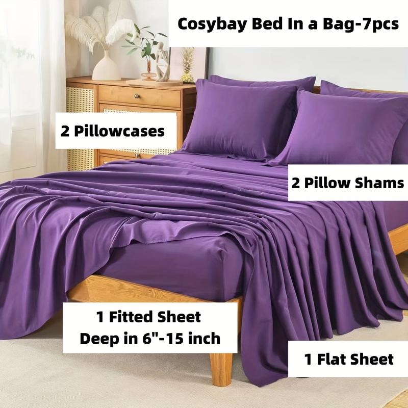 7pcs Luxury Color Bed Comforter Sets, Bedding Comforter Sets, Bedding Sheet, Quilt Set, Home Bedroom & Hotel & School & Travel & Outdoor, Valentine's Day Bed In A Bag