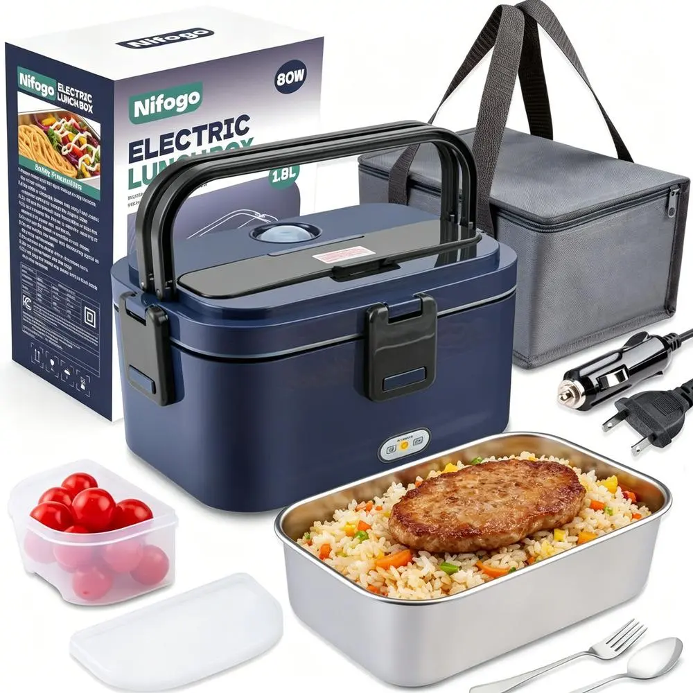 Interstate Highway Truck Operator Time Control Electric Hot Food Box Extra Large Volume Detachable 304 Steel Liner Multi Voltage Thermal Handbag