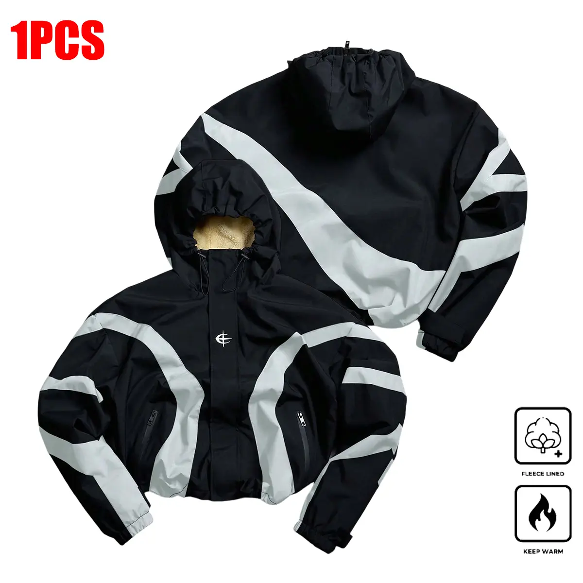 Men'S Fleece-Lined Hooded Jacket - a Warm Outdoor Coat Featuring Zippered Pockets And Hood Drawstring Design, Suitable for Casual And Athletic Activities in Autumn/Winter, Winter Outerwear