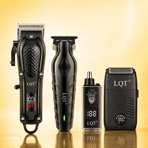 LQT 4-in-1 Professional Hair Clipper Kit for Men - Cordless Barber Set with Trimmer, Shaver, Nose Hair Trimmer & Adjustable Guards， Stainless， Stainless Steel