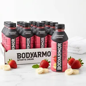 Strawberry Banana Energy Sports Drink - Electrolyte Hydration Beverage with Coconut Water, B Vitamins, 16 fl oz, 12 Pack