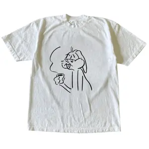 Vintage Y2K Looney Tunes Character Drinking Coffee Line Art T-Shirt - Vintage Graphic Tee – Unisex S-3XL – Menswear & Womenswear – Streetwear Tops – Casual Cotton Crewneck Shortsleeve T-shirt