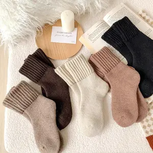 Autumn and winter terry socks women's medium tube socks thickened sports socks sleeping socks winter warm solid color versatile stockings