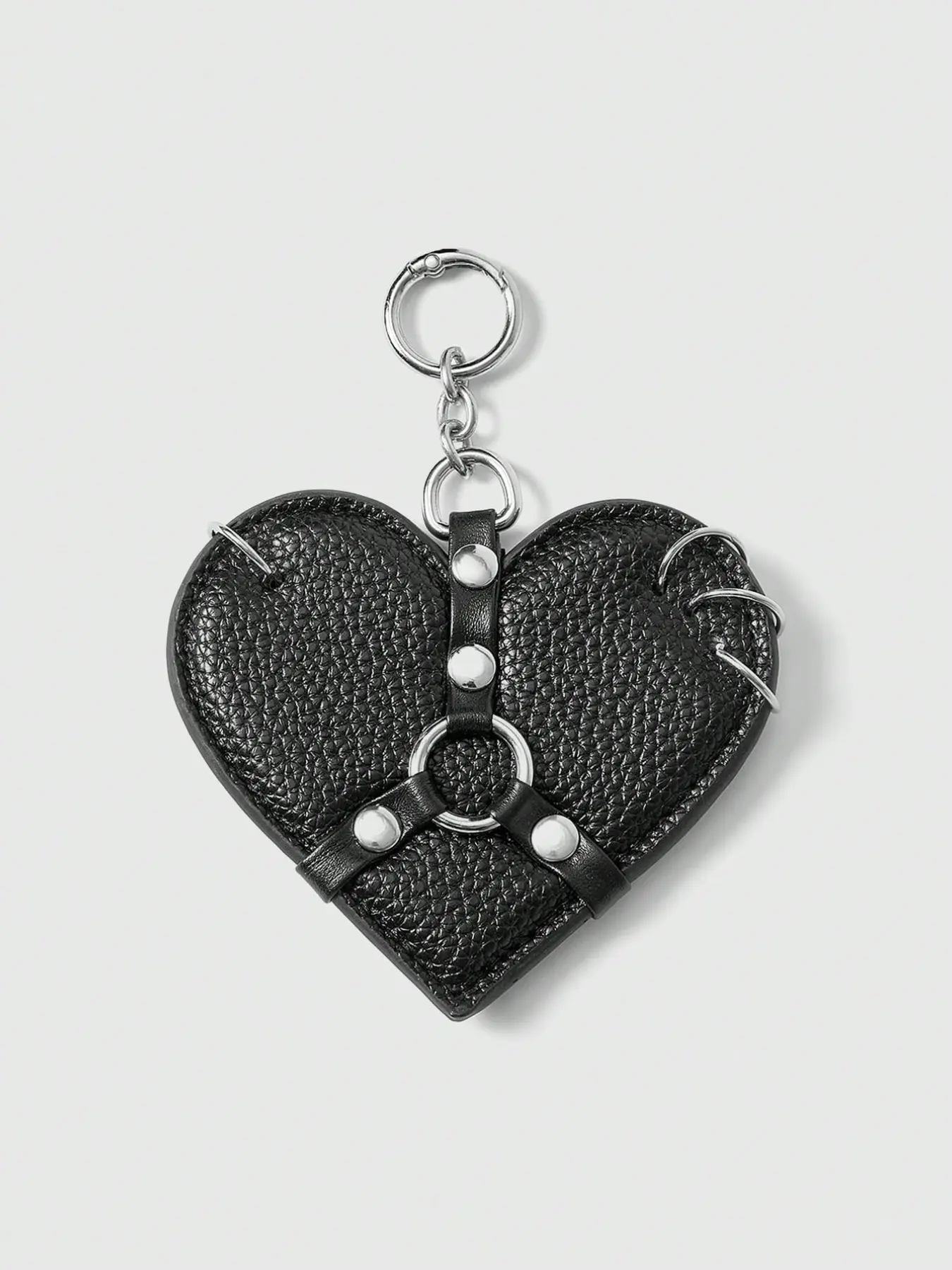 Punk Gothic Heart Rivet Ring Buckle Keychain, Multifunctional Bag Pendant, Keychain for Bags, Suitable for Daily Use, Shopping, Dating, Heart Design Keychain, Heart Keychains